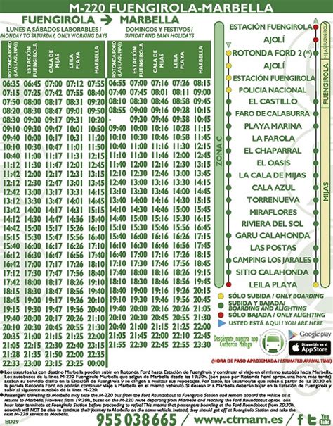horario 220 marbella fuengirola|Autobuses, autocares, buses, transporte de pasajeros Costa del .